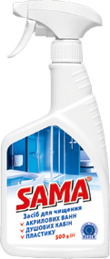 SAMA® Means for cleaning acrylic bathtubs, showers and other plastic surfaces